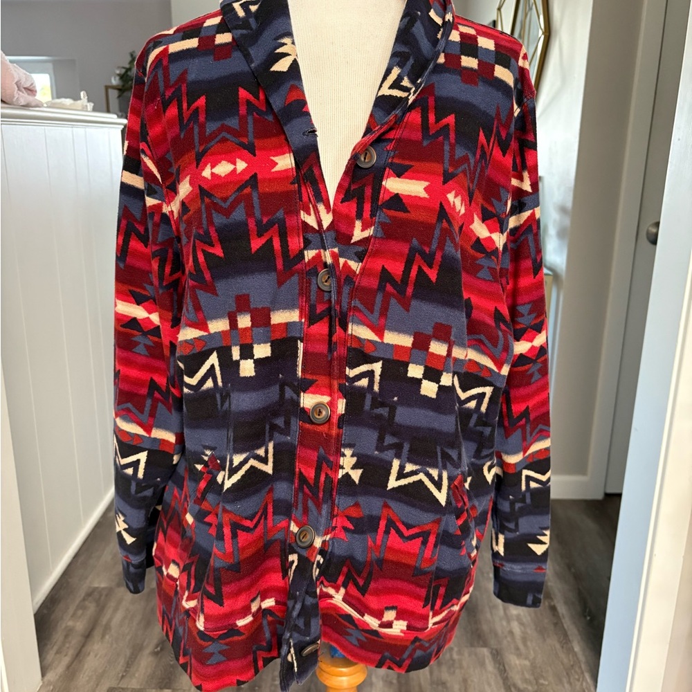 Lauren Ralph Lauren Red & Blue Aztec Shirt Jacket